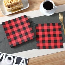 20 chiếc khăn ăn in lưới hai lớp, thích hợp cho gia đình, nhà hàng, tiệc sinh nhật, tiệc tùng, cắm trại, khách sạn, quán cà phê và cốc giấy trang trí, đĩa, dao và nĩa, nhà bếp, phòng tắm, gia đình, nhà cung cấp hộ gia đình - kẻ sọc đỏ - Xem 1