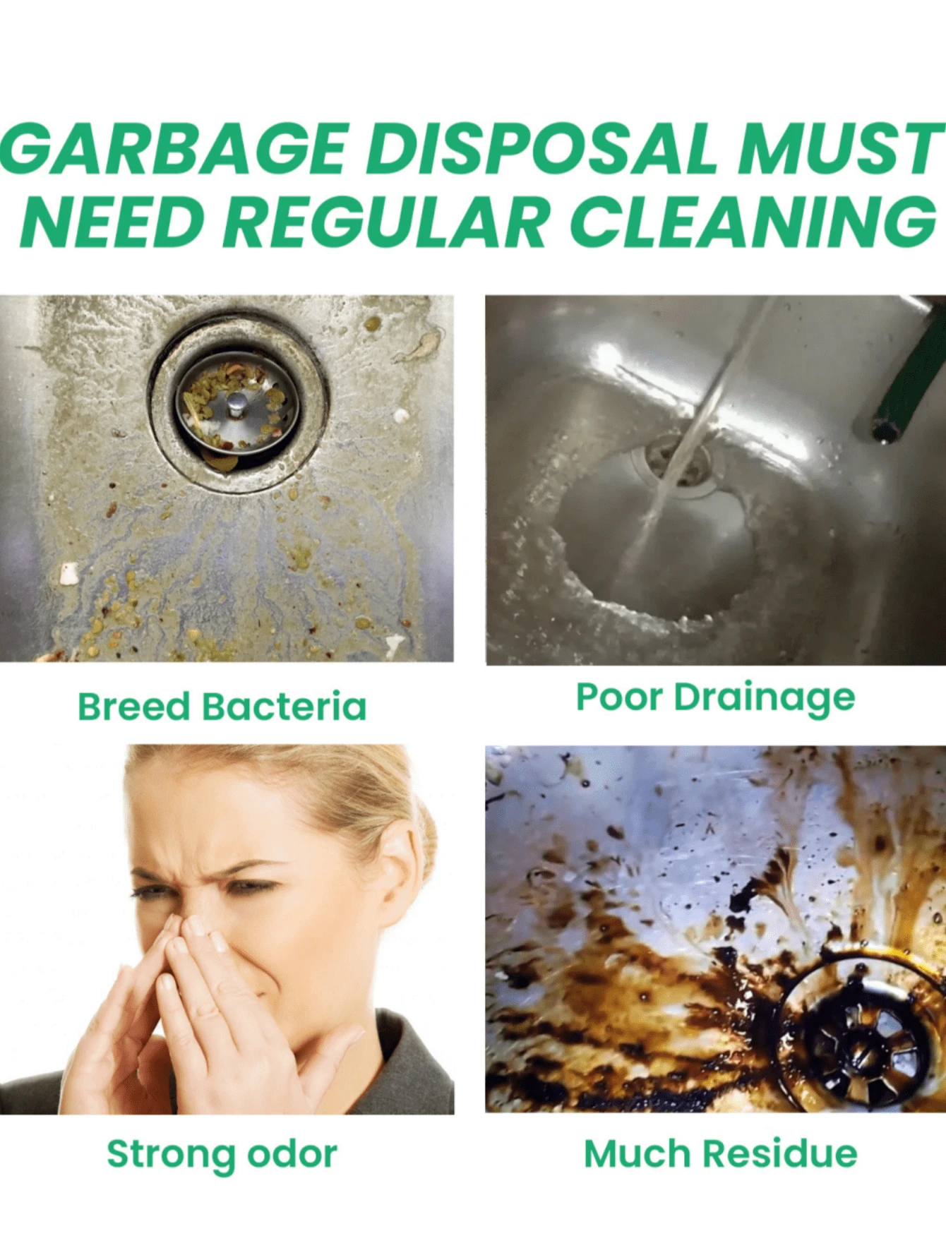 Garbage Disposer Cleaning Block Kitchen Food Waste Disposal Agent Pipe