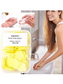 4/1 Boxes Of Petal Soap Paper, Disposable Water-Soluble Soap For Hand Washing And Bath Scented Paper Soap Foam Paper Soap, 4 Colors Of Flower Shape Portable Soap For Hand Washing Mini Soap, Suitable For Outdoor, Travel, Camping, Hiking (1 Box Of About 100 Pieces) - Multicolor - View 5