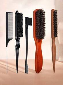 5pcs Bristle Hair Brush Set With Edge Control - For Men And Women - Unscented Mane Bristle Professional Barber Styling Brush For Thick/Thin Hair, No-Power Fade And Clipper Cleaning Comb, Slick Back Smoothing Tool Anti-Static Hair Comb, Scalp Massage Tool For Styling And HairdressingSlick Back, Teasing & Smoothing Combs-, Hair Brush, Comb, Hair Tools, Hair Brush, Mini Hair Brush, Detangling Brush, Hair Brushes, Hair Hair Products, Hair Tools, Hair Stuff, Curly Hair Brush, Hairdressing Equipment,Hair Brush,Slick Back Brush,Styling Brush,Curly Hair Brush,Edge Brush,Hair Comb,Brush Hair,Hair Brush Set,Comb Hair,Comb For Curls,Detangling Brush,Hair Brush For Women,Hair,Travel,Hair Products,Hair Tools,Hair Stuff,Barber,Barber Accessories,Barbershop,Hairdressing Equipment