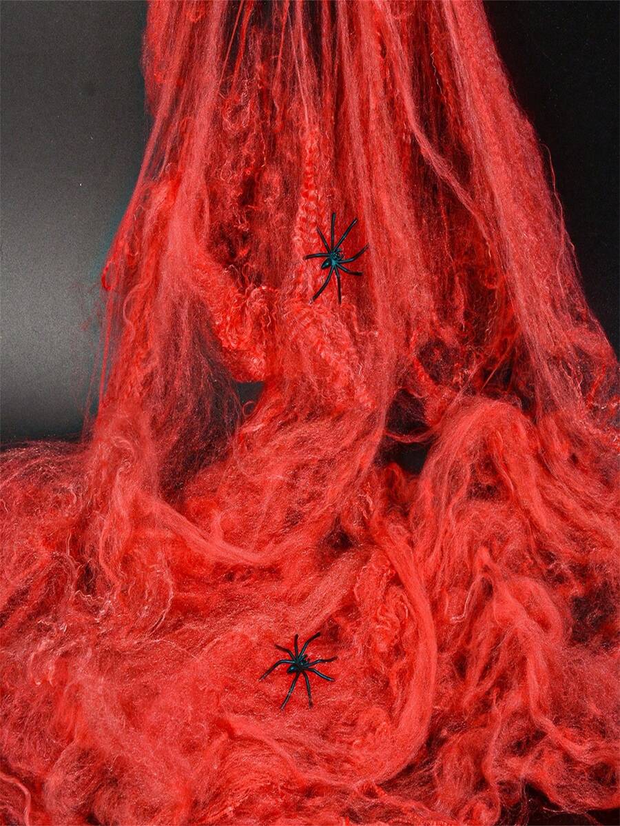 1pc, 20/40/60/100g Spider Web Halloween Decorations, Comes With Fake Spiders, Super Stretchy Spider Web, Suitable For Halloween Indoor/Outdoor Party Supplies