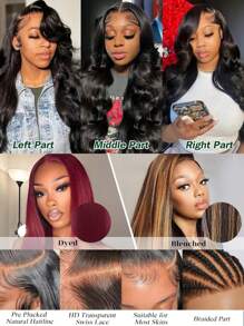 13x4 HD Transparent Body Wave Lace Front Wig Brazilian13x4 Lace Front Human Hair Wigs Pre Plucked For Women 200% Density