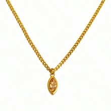 1 chiếc vòng cổ mặt dây chuyền bằng thép không gỉ mạ vàng 18K Cubic Zirconia, thích hợp làm quà tặng cho phụ nữ mặc hàng ngày và mặc trong đám cưới - Vòng cổ mặt dây chuyền - Xem 11