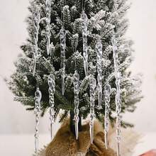18件套透明亚克力圣诞装饰吊坠，冰条雪花造型，圣诞树挂饰，适用于节日装饰、冬季房间装饰、家居装饰、圣诞礼物等。 - 透明 - 查看 9