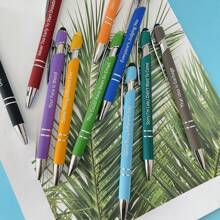 10pcs/Set Interesting Text-Themed Ballpoint Pens, Positive Energy Ballpoint Pens, Metal Push-Button Stylish Pens, Aluminum Barrel Ballpoint Pens, Capacitive Touch Ballpoint Pens, Handwriting Touch Screen Pens - Capacitive Pen Style 8 - View 4