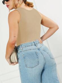 K&K FASHION SHEIN Women's Basic Ribbed Tank Top - Beis - Ver 2