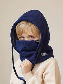 儿童冬季拉法帽防风帽保暖羊毛滑雪面罩颈部保暖器适合男孩和女孩，可调节全脸罩
