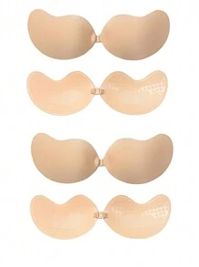 2 cặp áo ngực dán không dây bằng silicon hình cánh hoa, áo lót vô hình nâng ngực gợi cảm dành cho nữ, phù hợp với váy dây mảnh & váy cưới, tăng thêm khối lượng cho vòng một nhỏ với cúp hình quả xoài - Màu be - Xem 4