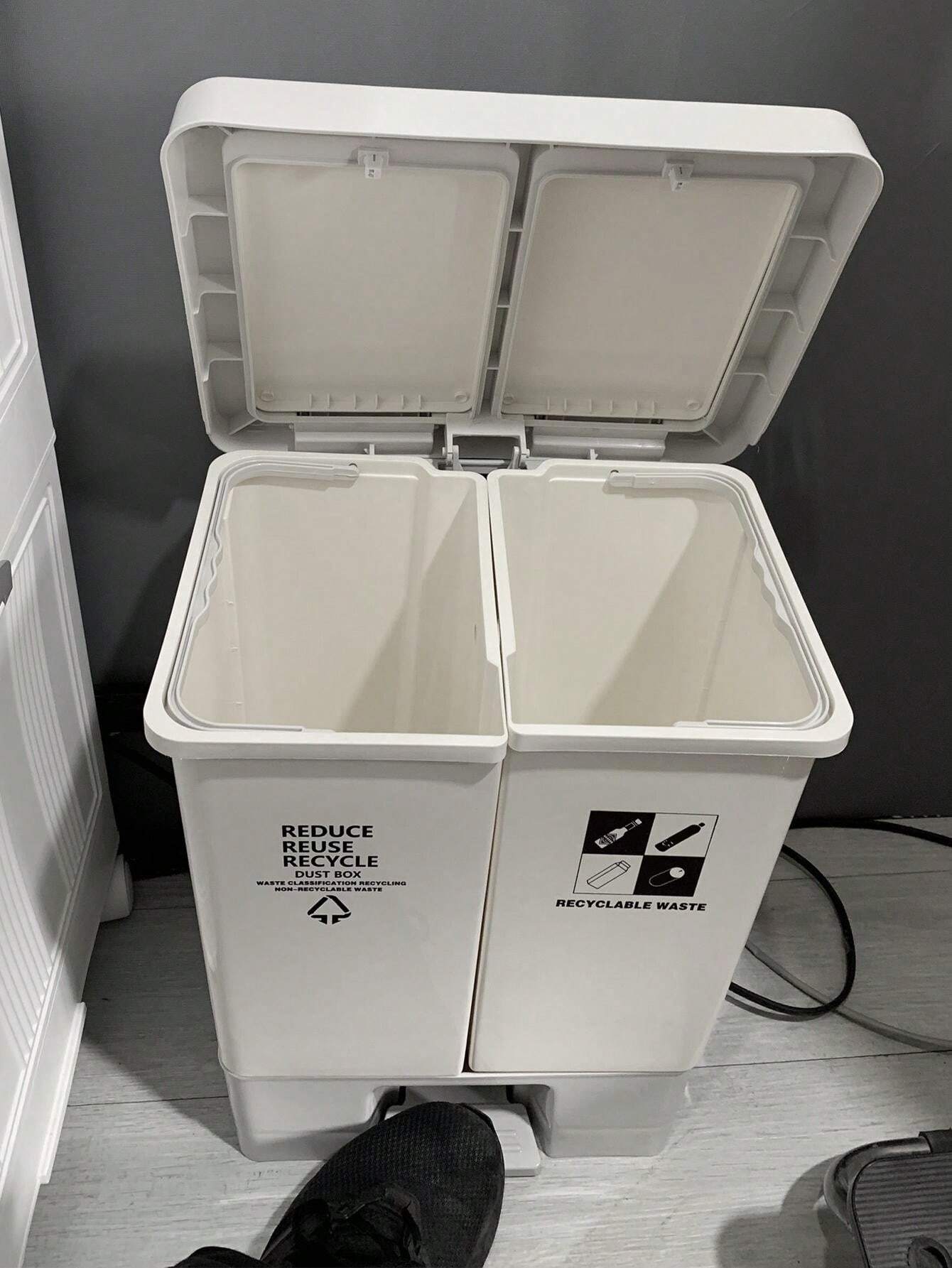 1pc 20L/5.3 Gallon DualBucket Kitchen Trash Can, Dry & Wet Waste