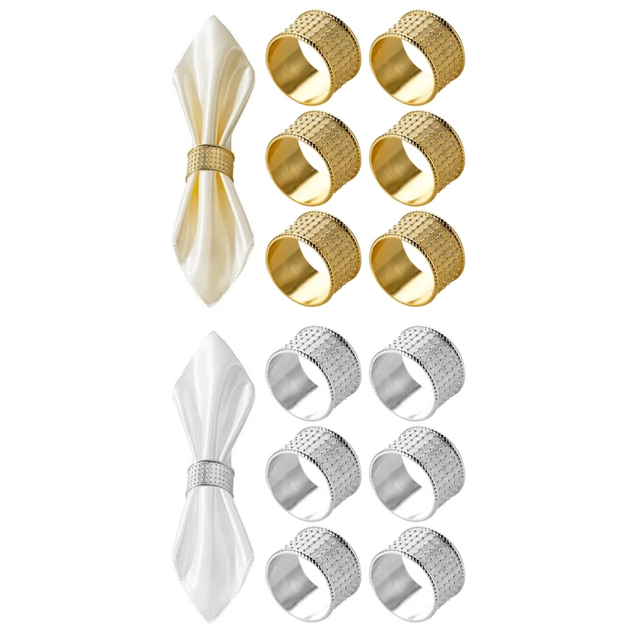 餐巾环 6 件套圆点餐巾环用于餐桌装饰，餐巾扣架现代设计餐巾架环适用于家庭聚会婚礼生日圣诞节周年纪念宴会 - 彩色 - 查看 1