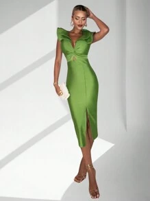 Britney Women's Midi Dress - màu xanh lá - Xem 1