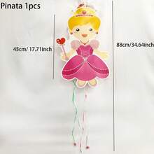 美人鱼独角兽公主城堡主题生日派对拉绳卡通皮纳塔，创意趣味糖果粉碎玩具皮纳塔
