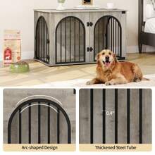Hzuaneri Mobili per gabbia per cani, cuccia per cani da 100 cm per la casa, 3 porte, porta ad arco, cuccia moderna per cani da interno, tavolino laterale, gabbia per cani resistente, per cani di piccola/media/grande taglia, 60 x 100 x 63 cm