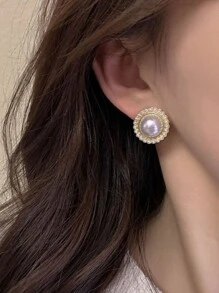 5pcs/Set Korean Minimalist Faux Pearl Heart Wrap Earrings Exquisite Elegant Earring Set Valentines,Mom,Mother,Mother's Day,Gift