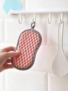 2pcs Double-Sided Sponge Scrub Pads, With Fine Fiber Hanging Ropes For Cleaning Dishes And Kitchen, Anti-Scratch, Absorbent, Magic Dishcloth, Suitable For Kitchen Cleaning - Multicolor - View 1