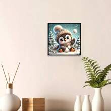 5D 钻石画套件 - 可爱企鹅钻石马赛克艺术工艺品，全钻 DIY 墙面装饰，20*20 厘米/7.87*7.87 英寸 - 彩色 - 查看 7