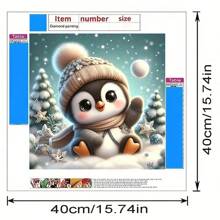 5D 钻石画套件 - 可爱企鹅钻石马赛克艺术工艺品，全钻 DIY 墙面装饰，20*20 厘米/7.87*7.87 英寸 - 彩色 - 查看 5