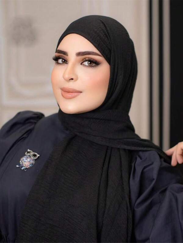 1 pieza Accesorios de abaya, accesorios de playa de lino sólido, pañuelo modesto árabe llano, pañuelo de protección solar suave de playa casual para uso diario, suave hijab, velo para mujeres