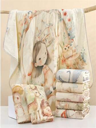 6-Layer Soft & Absorbent Digital Printed Swaddle Blanket, Suitable For Newborns, Baby Bath, Nap, Outdoor, No Fading, Shedding Or Fluorescent Agents, Safe For Baby And Parents Love Valentine