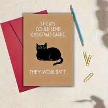 1pc Funny Christmas Greeting Card Pack With Envelopes For Cat Lovers, Set Of 1, Humorous Holiday Sentiment, Perfect For All Recipients,Christmas - Multicolor - View 3