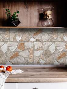 Papel tapiz decorativo para cocina bohemio, fácil de pelar y pegar, resistente al agua y al aceite, en un diseño de patchwork de tonos cian/rosa/beige/marrón, papel adhesivo de vinilo autoadhesivo perfecto para renovación del hogar, salpicadero de cocina, gabinete, 1 pieza/1 rollo de 11,81*47,24 pulgadas - Multicolor - Ver 18