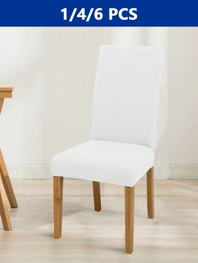 1/4/6pcs Stretch Solid Color Dining Chair Covers, Removable & Washable Milk Silk Seat Covers
