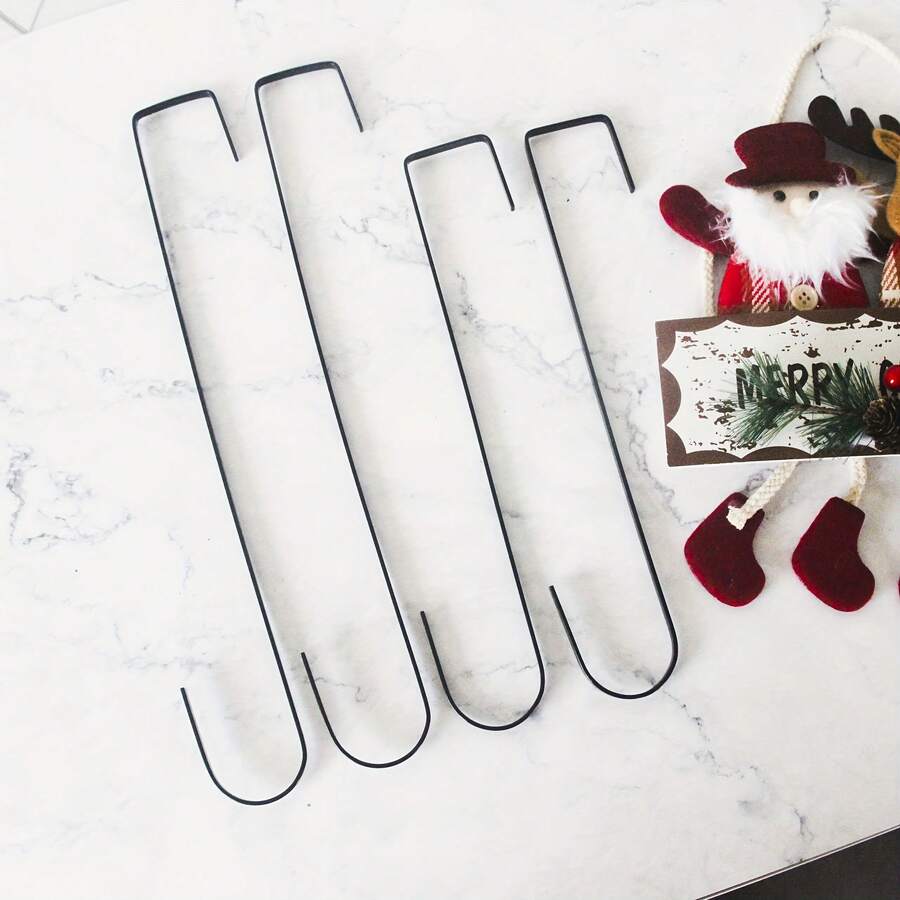 4 pezzi Ganci metallici multifunzione per corone, ganci da giardino, ganci per decorazioni natalizie, facili da installare sulla porta per decorazioni, cappotti, cappelli, accappatoi, asciugamani (2 misure) Decorazioni per la casa, decorazioni natalizie, decorazioni per la stanza, inverno