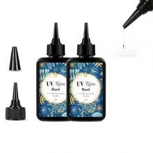 100g/200g/300g Resina UV dura y transparente, fórmula mejorada de resina ultravioleta de curado rápido para hacer joyas, manualidades y decoración, pegamento transparente duro activado por luz solar para moldeo y recubrimiento - Resina UV dura - Ver 2