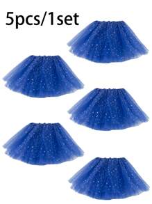 Vestido de tutú de pastel de ballet colorido, colores brillantes, estrellas y luna con lentejuelas brillantes, vestido de gasa multicapa, disponible en sets de 1 pieza, 3 piezas o 5 piezas, adecuado para jugar a la princesa de hadas, actividades de fiesta festiva. Accesorios del Día de San Valentín - A - Ver 16