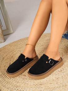 Women's Square Buckle Mule Sandals With Thick Soles, Fashionable Soft-Bottom Comfortable Casual Slip-On Shoes