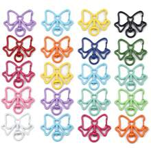 5 pièces Crochet à pression de forme de cœur, pomme, fleur, nœud papillon de couleurs mélangées, porte-clés, fabrication de bijoux DIY, accessoires de sac