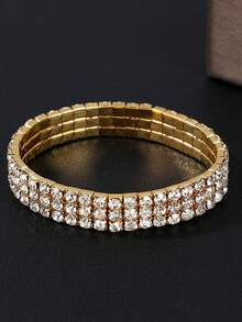 Vòng tay pha lê Rhinestone đơn/nhiều hàng co giãn thời trang, quà tặng cho vợ, bạn gái, con gái - vòng tay kim cương đầy đủ - Xem 12