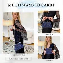 BAIGIO Women's Embroidered Beaded Sequin Evening Clutch Large Wedding Party Purse Vintage Bags