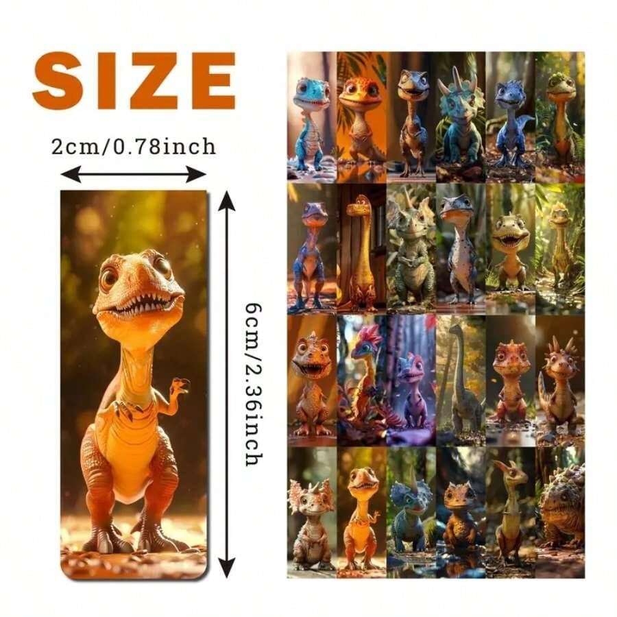 24pcs Dinosaur Bookmarks, Assorted Designs, Animal Page
