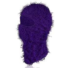 仿舊拉法滑雪面罩全臉針織拉法冬季防風保暖帽男式女式一種尺寸 - 黑與白 - 查看 4