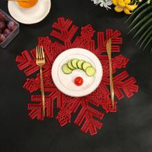 2 pezzi/4 pezzi/6 pezzi Tovagliette e sottobicchieri rotondi termoisolanti a forma di freccia e fiocco di neve natalizi, tappetini per tavolo da cucina e da pranzo antiscivolo e termoresistenti, tovagliette rotonde da 15" di diametro