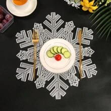 2 pezzi/4 pezzi/6 pezzi Tovagliette e sottobicchieri rotondi termoisolanti a forma di freccia e fiocco di neve natalizi, tappetini per tavolo da cucina e da pranzo antiscivolo e termoresistenti, tovagliette rotonde da 15" di diametro
