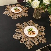 2 pezzi/4 pezzi/6 pezzi Tovagliette e sottobicchieri rotondi termoisolanti a forma di freccia e fiocco di neve natalizi, tappetini per tavolo da cucina e da pranzo antiscivolo e termoresistenti, tovagliette rotonde da 15" di diametro