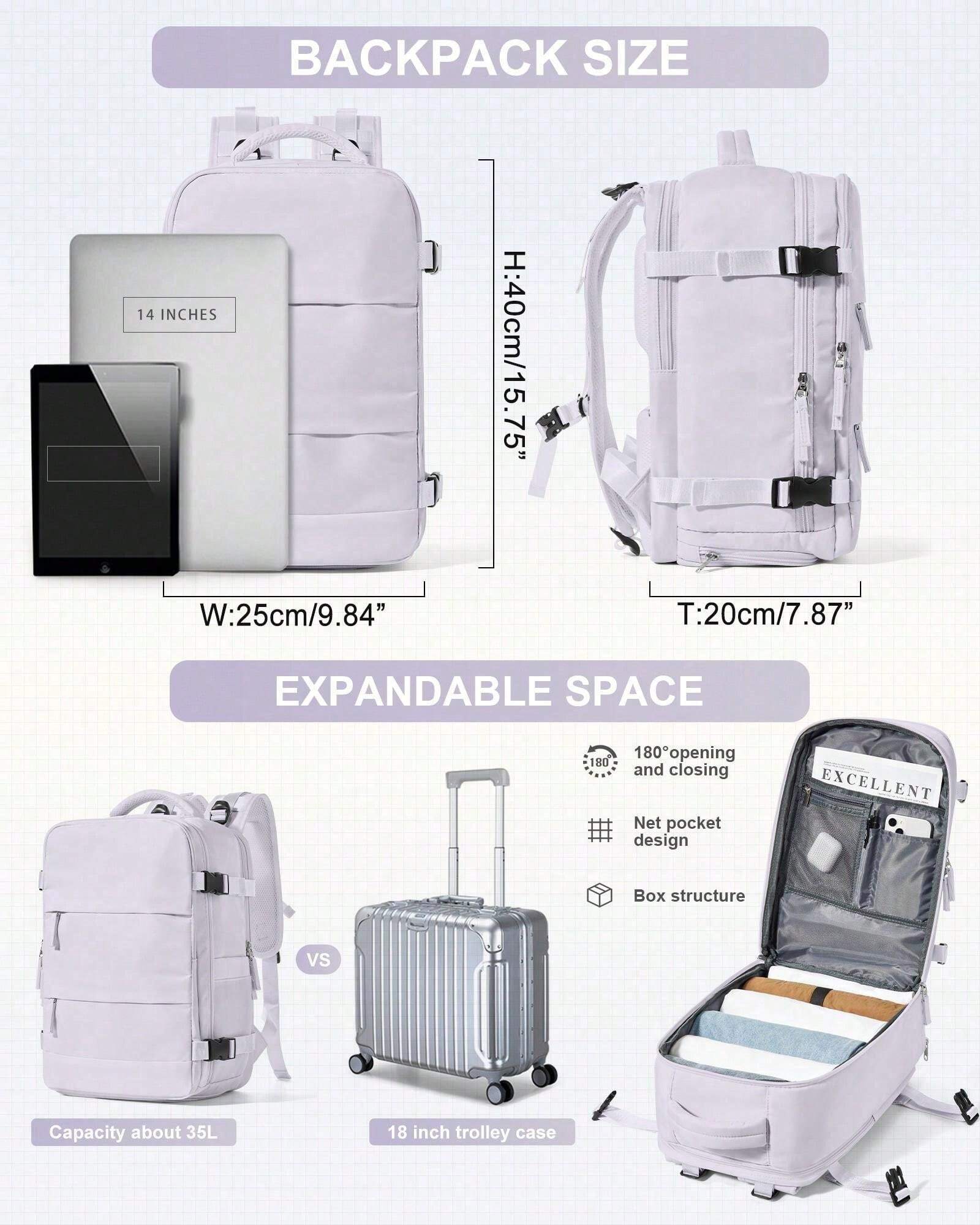 Large Travel Backpack Men Business Laptop Backpack Cabin Bag 40x20x25