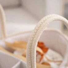 Cesta de almacenamiento de pañales multifuncional y dividida tejida para bebé - Beis - Ver 6