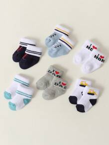 6 双糖果色新生儿袜子，保暖棉质针织短袜，适合婴儿男孩和女孩，秋冬季