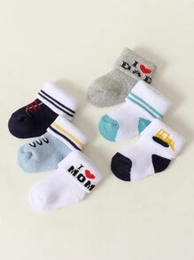 6 双糖果色新生儿袜子，保暖棉质针织短袜，适合婴儿男孩和女孩，秋冬季