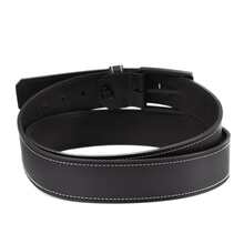 Men's Casual Belt In Genuine Stitched Leather 4mm Width - màu đen - Xem 2