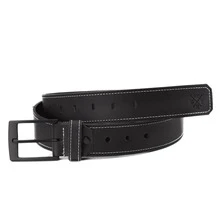 Men's Casual Belt In Genuine Stitched Leather 4mm Width - màu đen - Xem 4