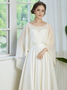 1pc Ladies' Lightweight Chiffon Shawl Wrap For Bridal, Bridesmaids, Summer, Formal Events, Cosplay, Stage Shows, Available In Lavender, Black, White, Red, Plus Size Halloween Fall Clothes For Women - Multicolor - View 6