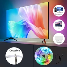 PSTAR Dây đèn LED cấp nguồn USB, điều khiển bằng ứng dụng Bluetooth, đồng bộ nhạc, đổi màu, có thể điều chỉnh độ sáng, nhiều chế độ, mặt sau tự dính, thích hợp cho TV, máy tính, trang trí nhà cửa, phòng ngủ. - Nhiều màu - Xem 4