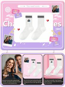 1 Pair Of Customized Face Women's Mid Tube Socks, Put Any Face On Socks, Personalized Socks For With Photos, Interesting Customized Picture Pairs With Medium To Long Socks, Suitable For Valentine's Day, Birthdays, Gift Giving, And Other Occasions,Personalized, Fun, Rich And Colorful, Creative Anime Cartoon Design, Holiday Gifts