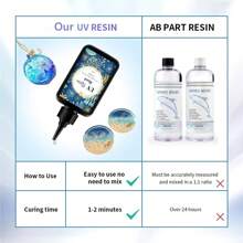 100g/200g/300g Resina UV dura y transparente, fórmula mejorada de resina ultravioleta de curado rápido para hacer joyas, manualidades y decoración, pegamento transparente duro activado por luz solar para moldeo y recubrimiento - Resina UV dura - Ver 3