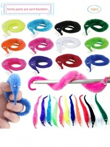 6 件/12 件/1 件/9 件/24 件魔法毛毛虫彩虹眼可动，魔法玩具扭曲蓬松蠕虫绳魔法玩具派对礼物（零件颜色随机发送） - 彩色 - 查看 11