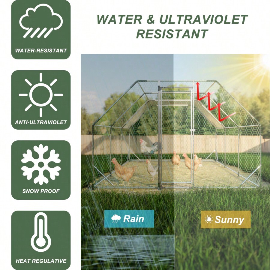 10 Ft. X 20 Ft. Galvanized Large Metal Walk In Chicken Coop Cage Farm